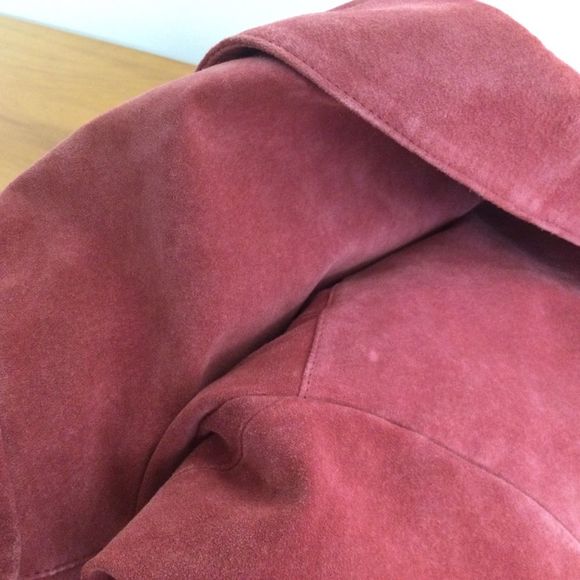 Bernardo Double Breasted Suede Leather Jacket Size 12 Women Long Sleeve Button - Picture 12 of 13